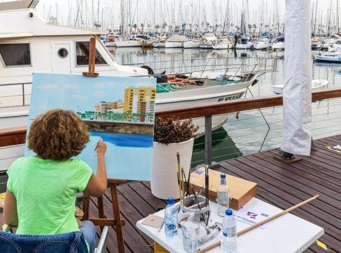 El certamen de pintura rápida ‘Mar de velas’ amplía su lienzo al puerto industrial del astillero Zamakona y del Reina Sofía