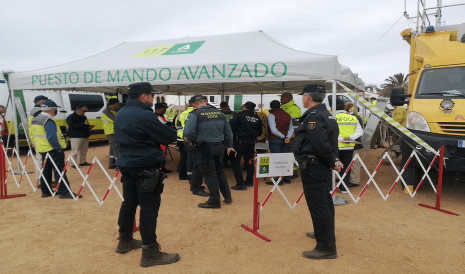 La Junta organiza un simulacro de incendio forestal en Lepe para estar preparados de cara al periodo de alto riesgo de incendios