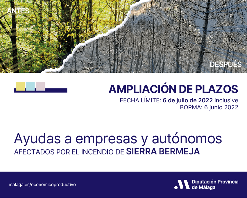 La Diputación amplía hasta el 6 de julio el plazo para solicitar ayudas para los afectados por el incendio de Sierra Bermeja