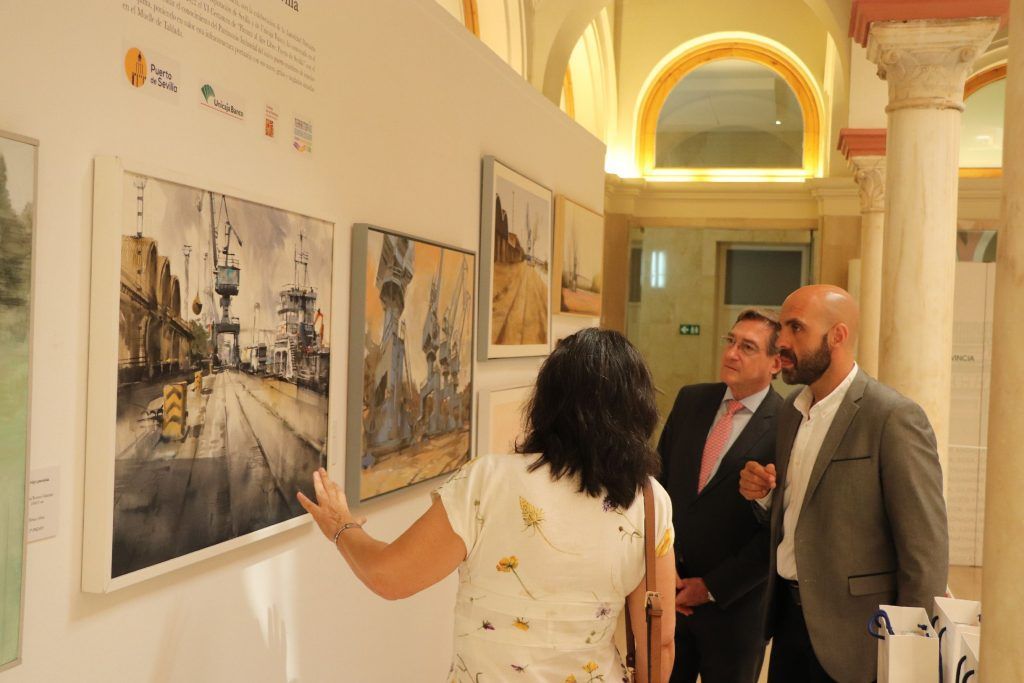 Inaugurada la exposición de pintura ‘Patrimonio industrial: Puerto de Sevilla’ con el Muelle de Tablada como protagonista