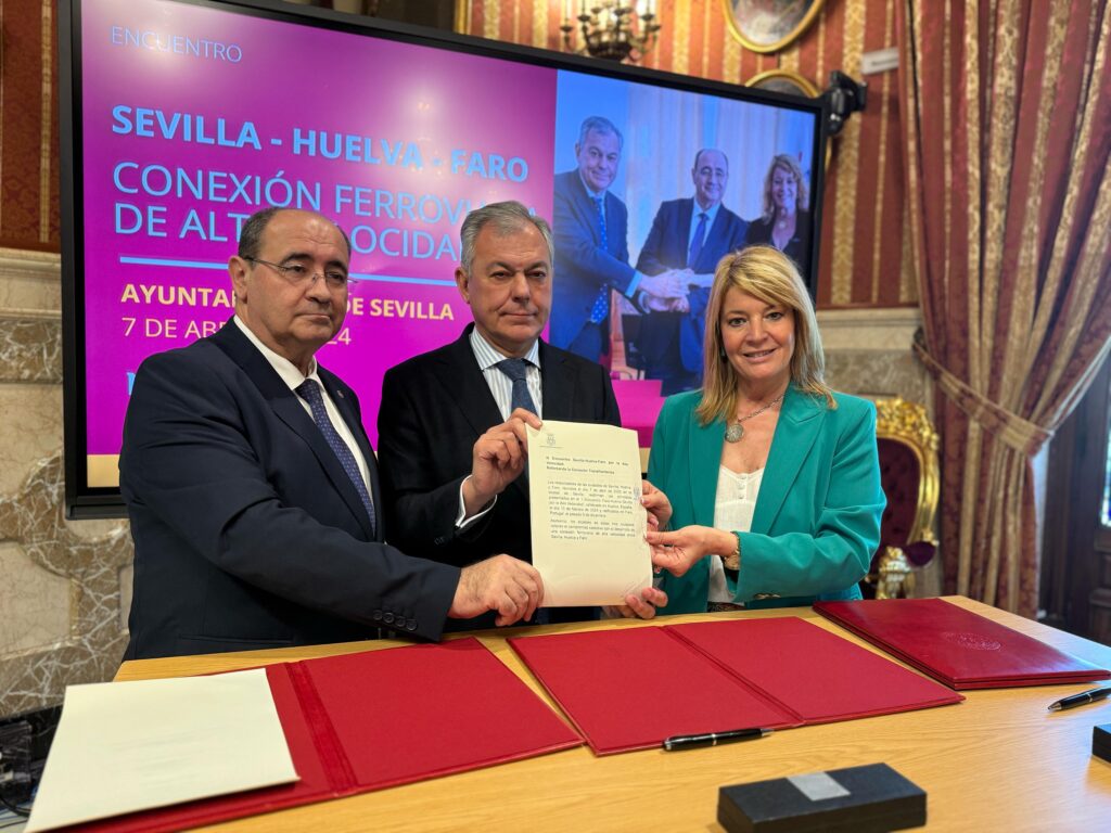 Huelva, Faro y Sevilla renuevan su compromiso por la conexión ferroviaria de alta velocidad entre Andalucía y el Algarve